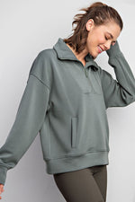 Modal Poly Span Quarter Zip Funnel Neck Pullover