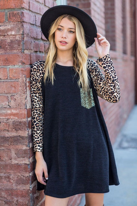 Animal Print Sleeve Aline