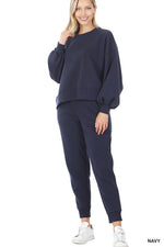 Balloon Sleeve Sweatshirt & Sweatpants Set