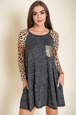 Animal Print Sleeve Aline