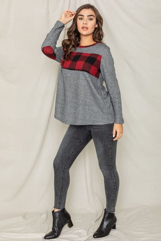 Checkered Panel Elbow Patch Tunic