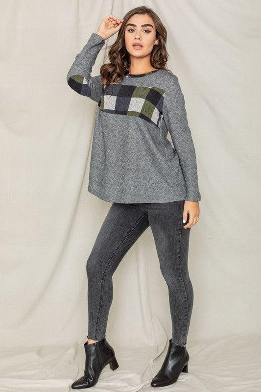 Checkered Panel Elbow Patch Tunic