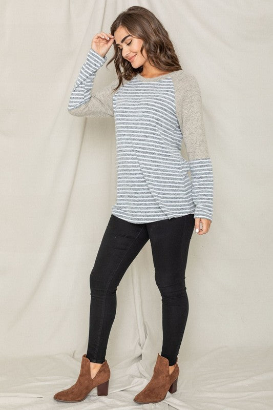 Stripe Solid Color Block Tunic