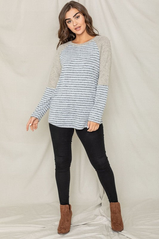 Stripe Solid Color Block Tunic