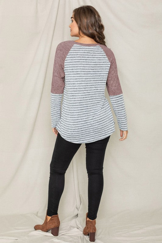 Stripe Solid Color Block Tunic