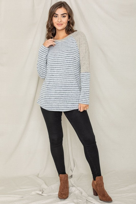 Stripe Solid Color Block Tunic