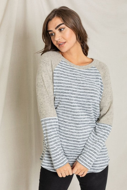 Stripe Solid Color Block Tunic