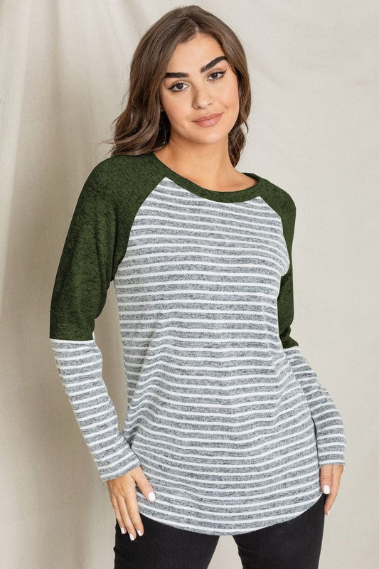 Stripe Solid Color Block Tunic