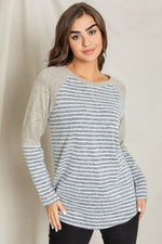 Stripe Solid Color Block Tunic