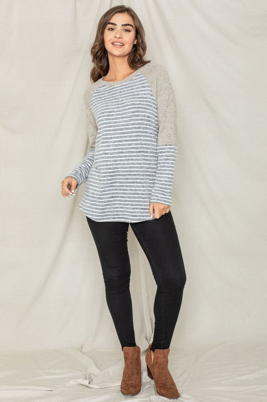 Stripe Solid Color Block Tunic