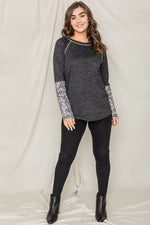 Stitch Accent Paisley Cuff Sleeve Tunic