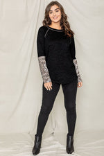 Stitch Accent Paisley Cuff Sleeve Tunic