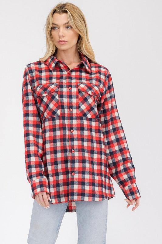 Womens Boyfriend Long Sleeve Flannel