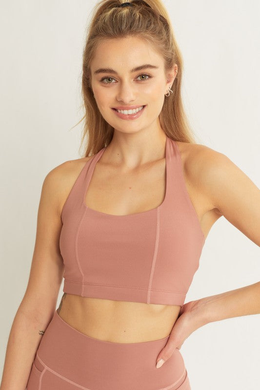 Activewear Crop Halter Back Detail Top