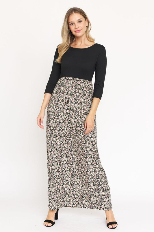 Quarter Sleeve Maxi Dress