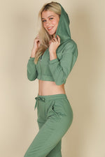 Cropped Cami with Zip-up Jacket and Joggers Set