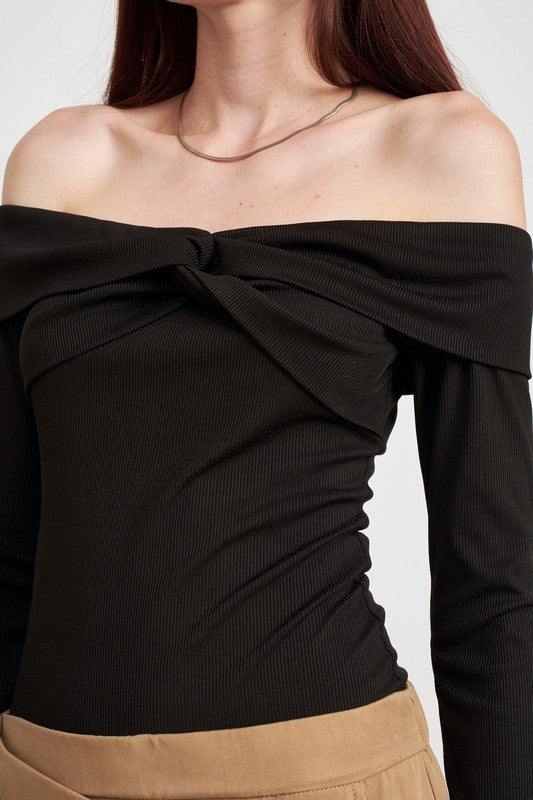 TWISTED OFF SHOULDER BODYSUIT