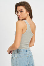 OFF SLEEVE BODYSUIT WITH SIDE CUT OUT