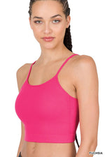 Ribbed Seamless Cropped Cami with Bra Pads New