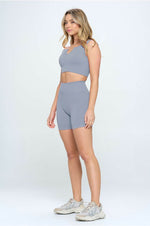 2 piece Seamless Ribbed Tank TopBiker Shorts