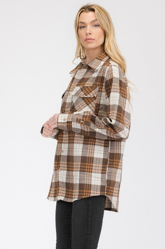 BOYFRIEND Fit Checker Plaid Flannel Long Sleeve