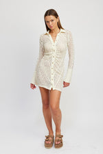 BUTTON DOWN LACE DRESS