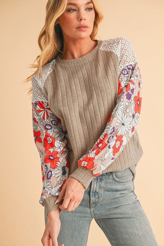 Cotton StripeDrop shoulder Sweatshirt