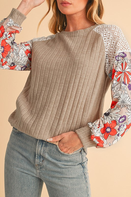 Cotton StripeDrop shoulder Sweatshirt