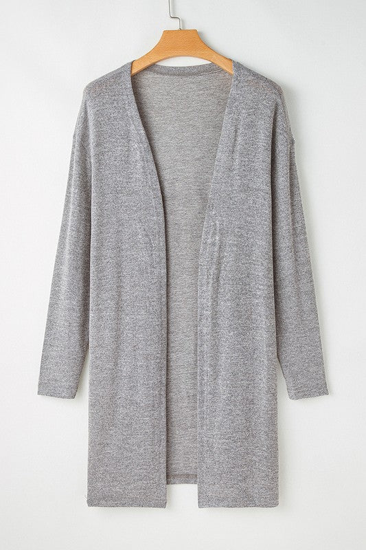 Solid Color Open Front Lightweight Cardigan