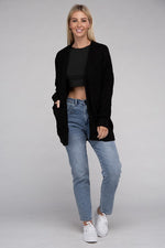 Low Gauge Waffle Open Cardigan Sweater