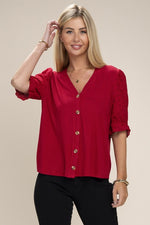 V neck Button front Blouse