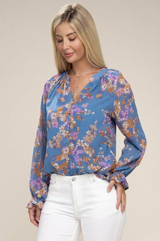 Floral chiffon blouse