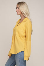 Drop Shoulder Pocket Patched Button Front Shirt