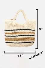 Fame Striped Straw Braided Tote Bag