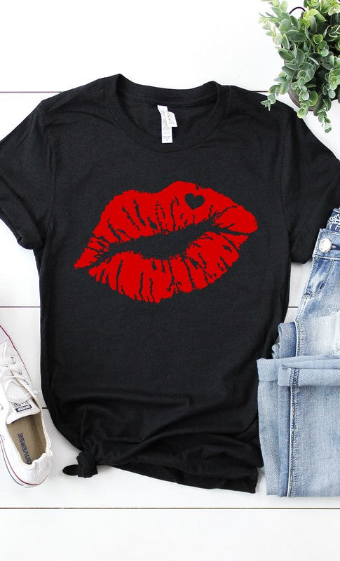 Red Lips Valentines Graphic Tee