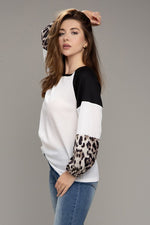 Leopard Print Color Block Top